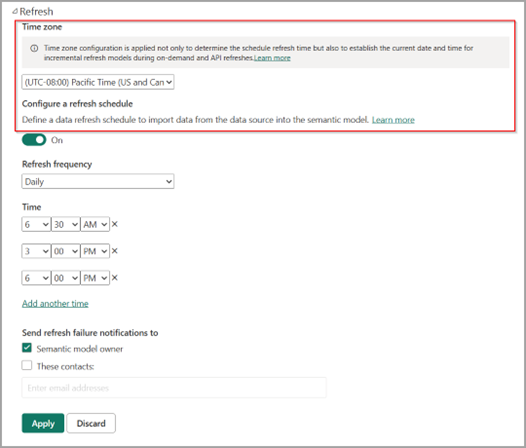 Setting up power bi semantic model refresh