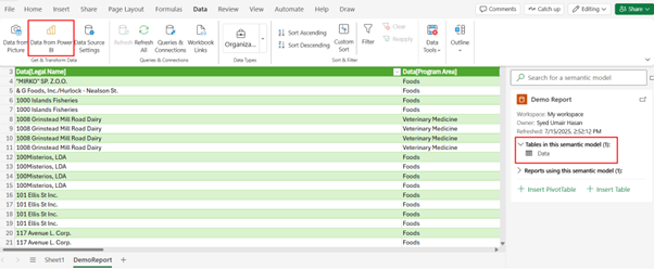 Connecting excel file in sharepoint to Power Bi