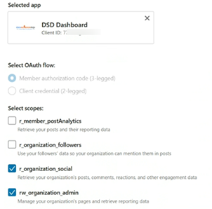 Setting scope for access - Connecting Linkedin API to Azure Synapse