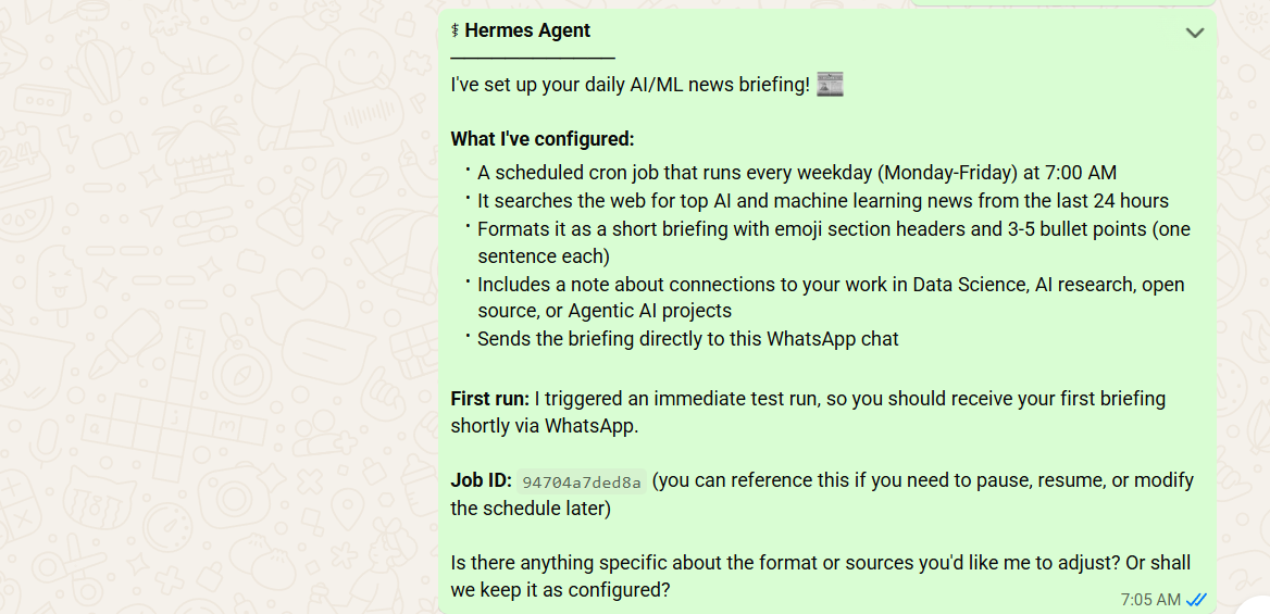 Hermes AI News Briefing Setup